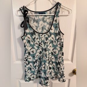 Vintage American Eagle Outfitters Floral Sleeveless Top with Bow Accent